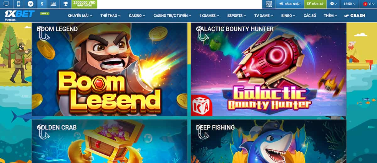 1xbet có nhiều game Bắn cá đổi thưởng thú vị