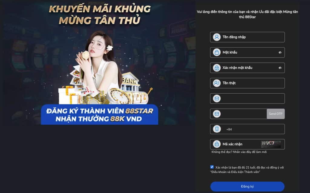 Đăng ký tài khoản 88Star