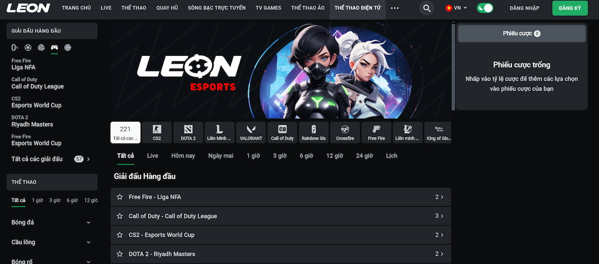 Leonbet tổ chức cá cược nhiều game Esport hấp dẫn