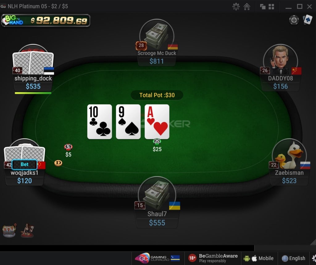 Bàn chơi Poker có từ 2 10