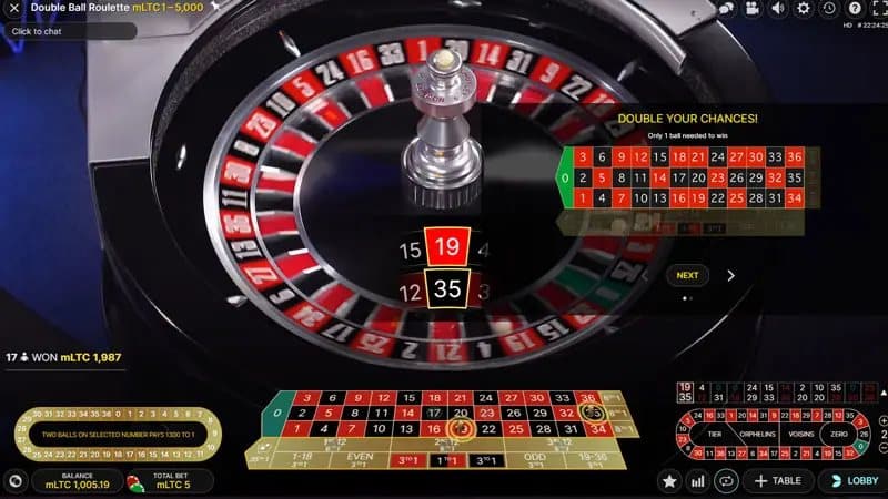 Trải nghiệm Double Ball Roulette